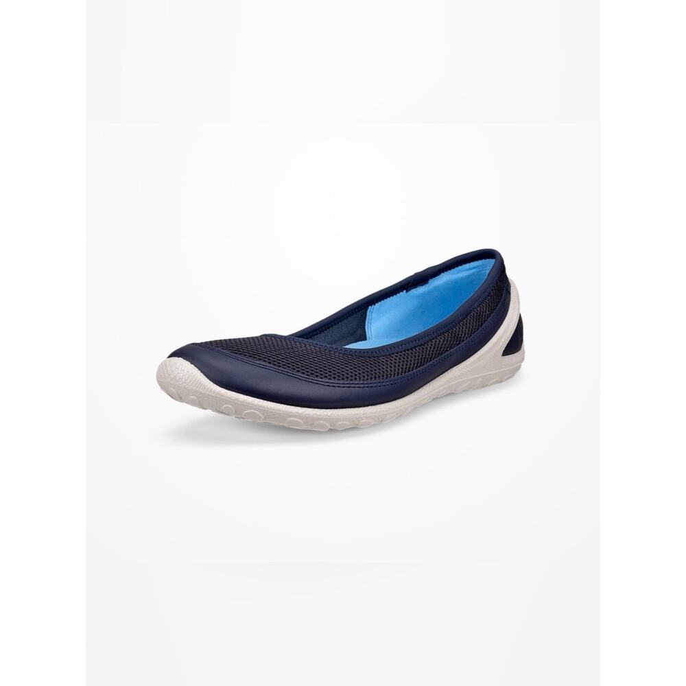 Ecco Navy Blue Mesh Ballet Flat with Light Blue Lining. Sz 7-7.5 NWOB